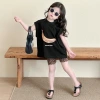 New summer 2024 children's clothing style: Mid-length cartoon T-shirt for baby girls, Korean style loose short-sleeved top Specification image